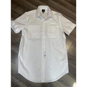 Brooks Brothers Pilot White Shirt 16 Reg Aviator United Airlines